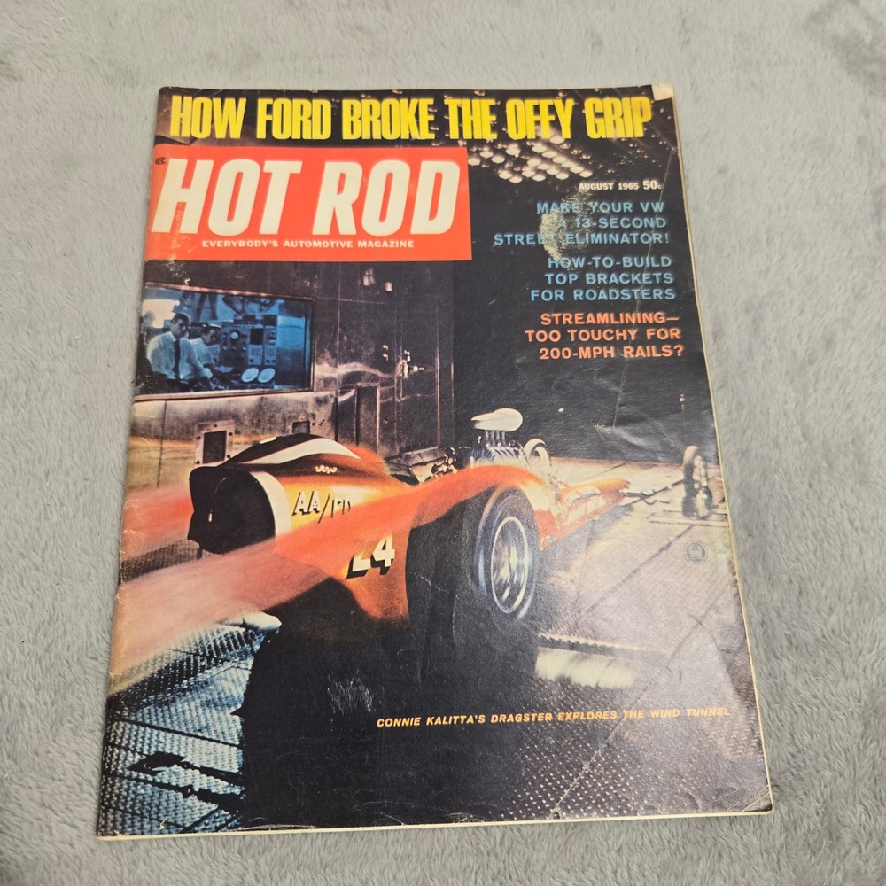 Hot Rod Magazine August 1965 Ford Offy Grip Connie Kalitta VW Street Eliminator
